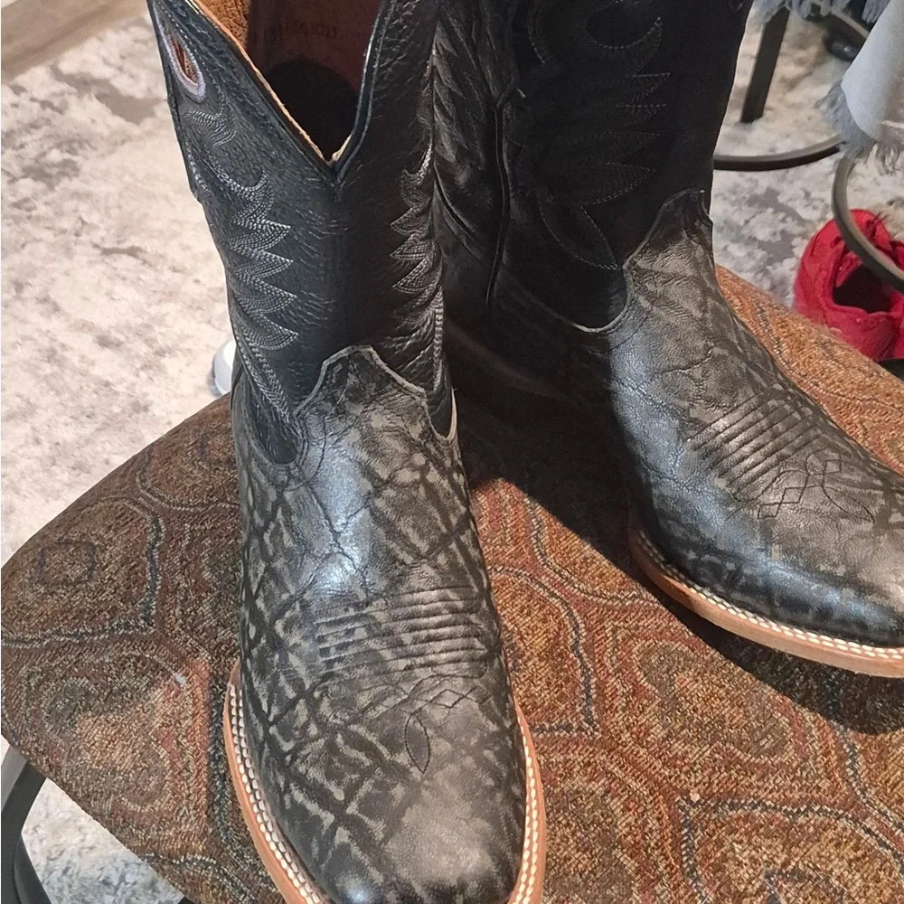 Ariat Black & Brown Patterned Western Pull-On Boots - Picture 2 of 5